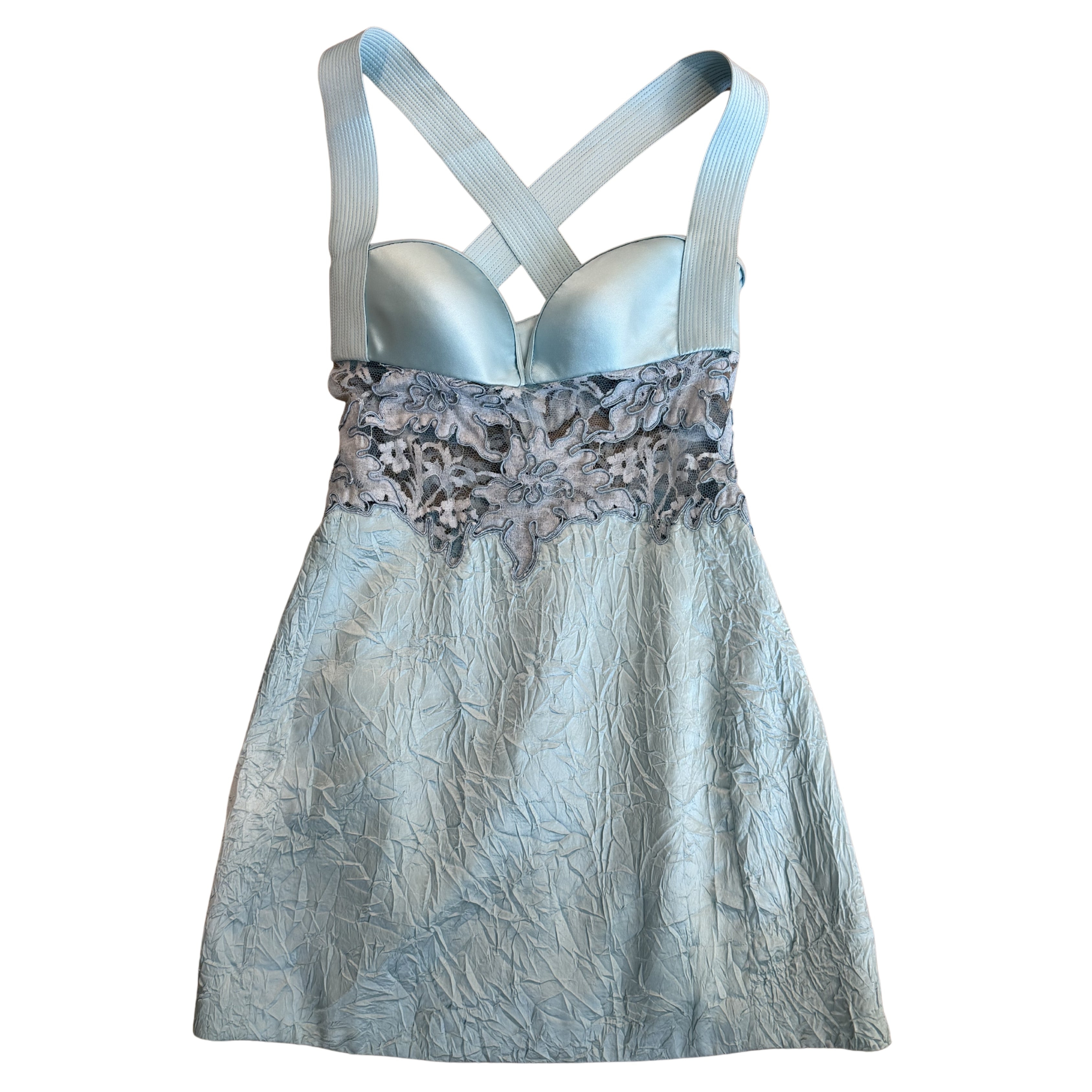 versace dress blue c.SS1994 Crinkled Satin – In The Mood Archives collection:limited-quanity Schools: Women's Royal Blue The evening style is Color:#45-Tiffany Blue