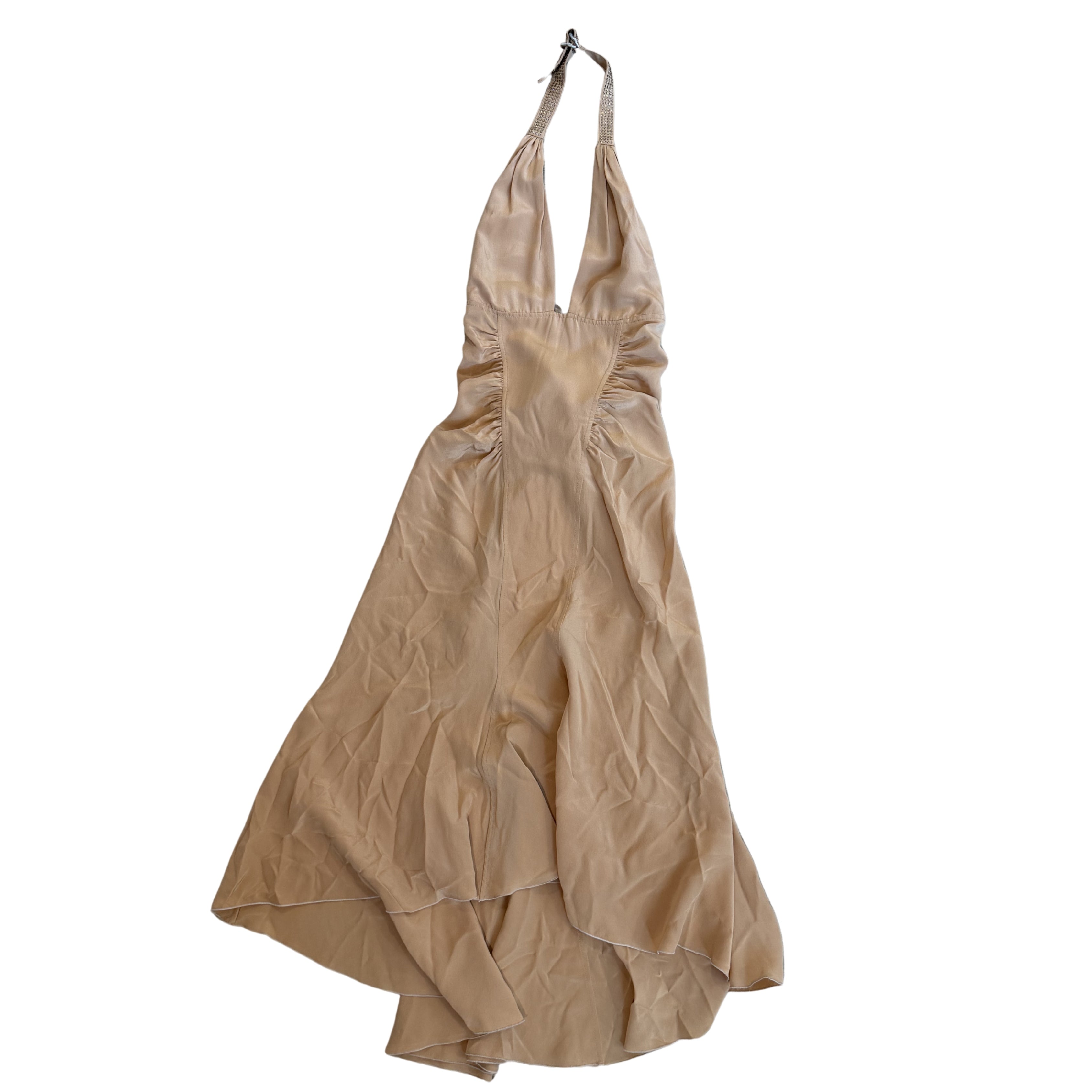 Versace 2003 Brown Crystal Halter Dress