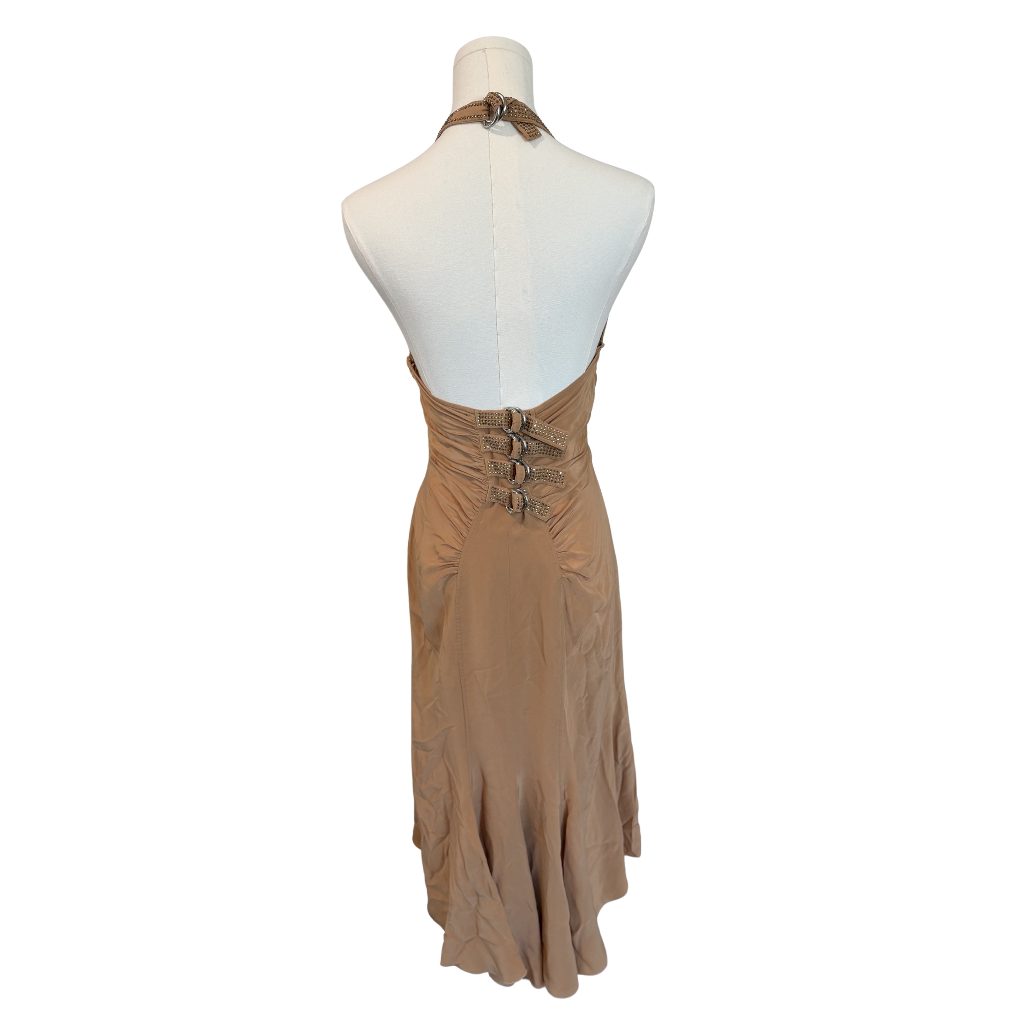 Versace 2003 Brown Crystal Halter Dress