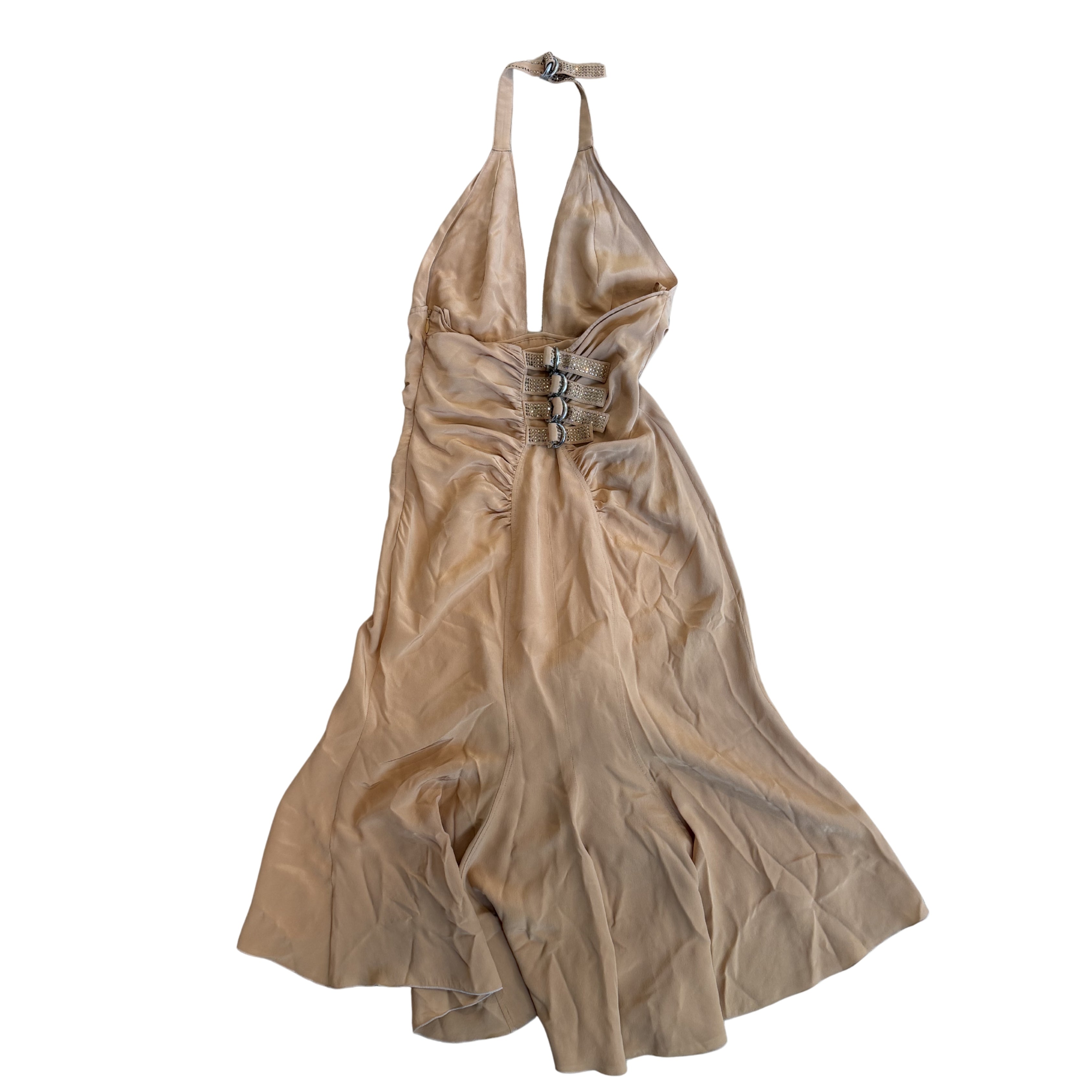 Versace 2003 Brown Crystal Halter Dress