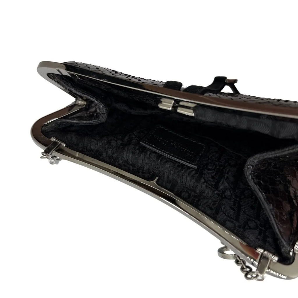 DIOR PYTHON MINI SADDLE CLUTCH