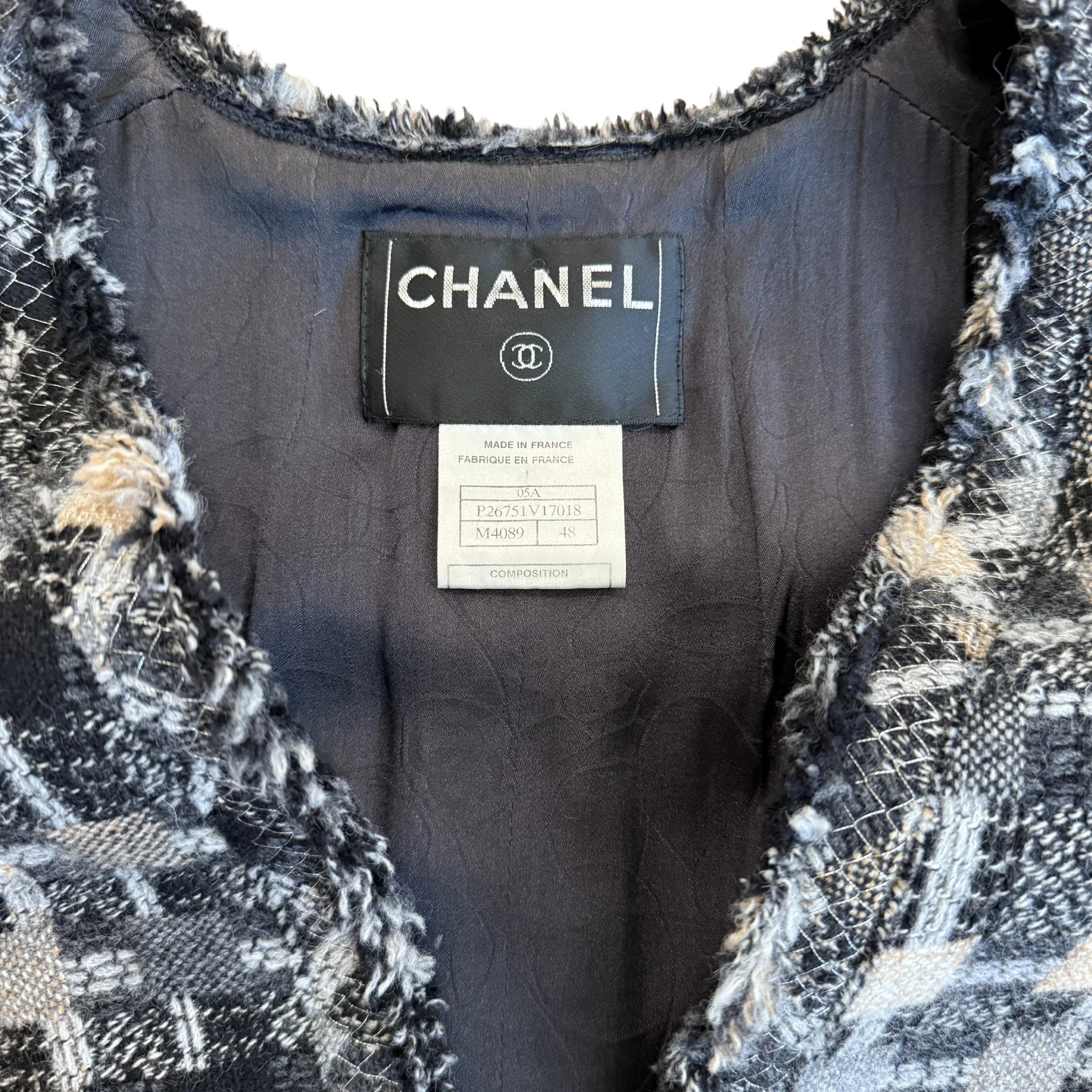 Chanel 3/4 Length Sleeve Tweed Jacket