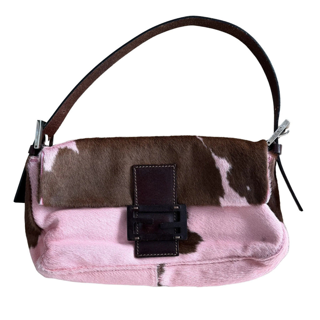 Fendi Pink Cow Print Baguette