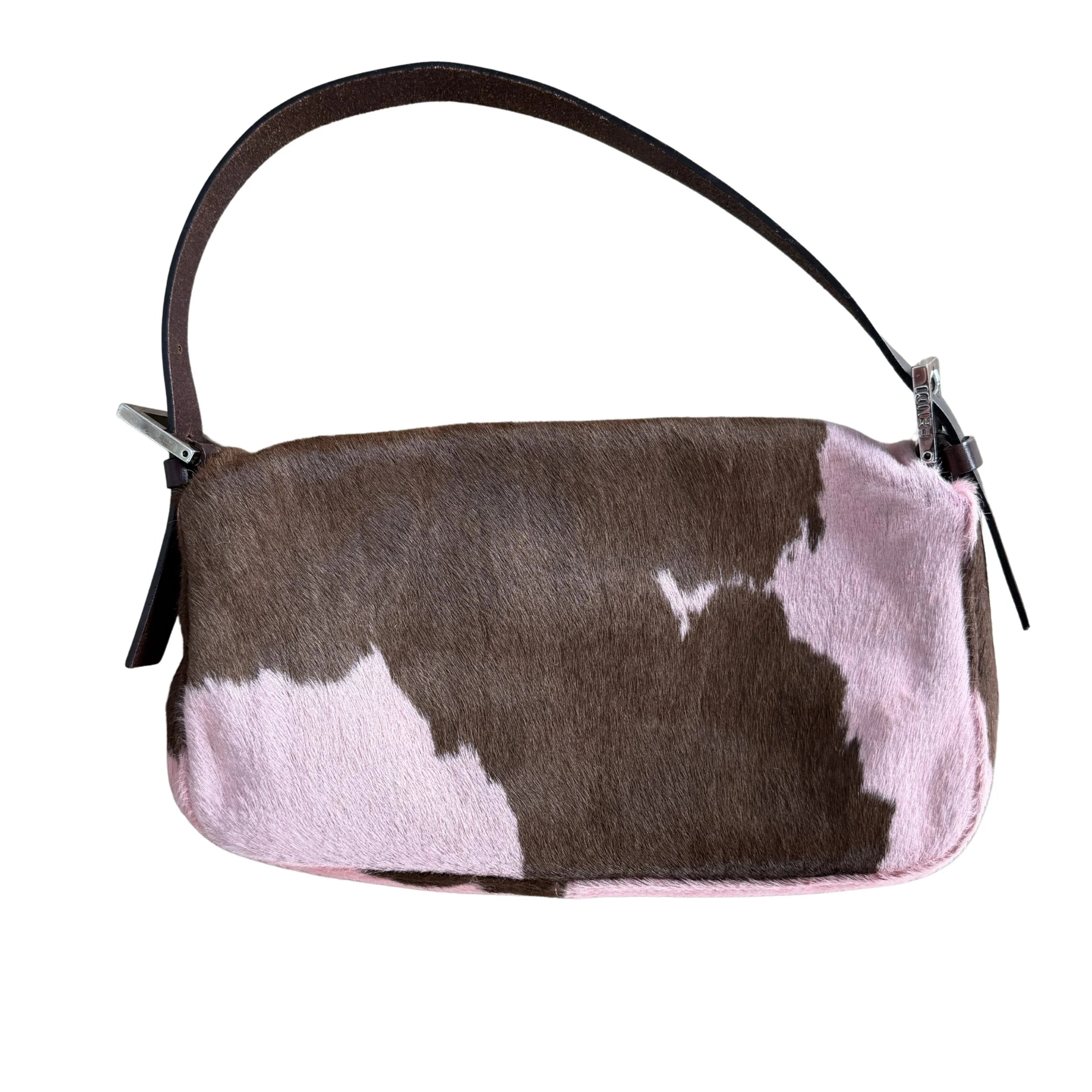 Fendi Pink Cow Print Baguette