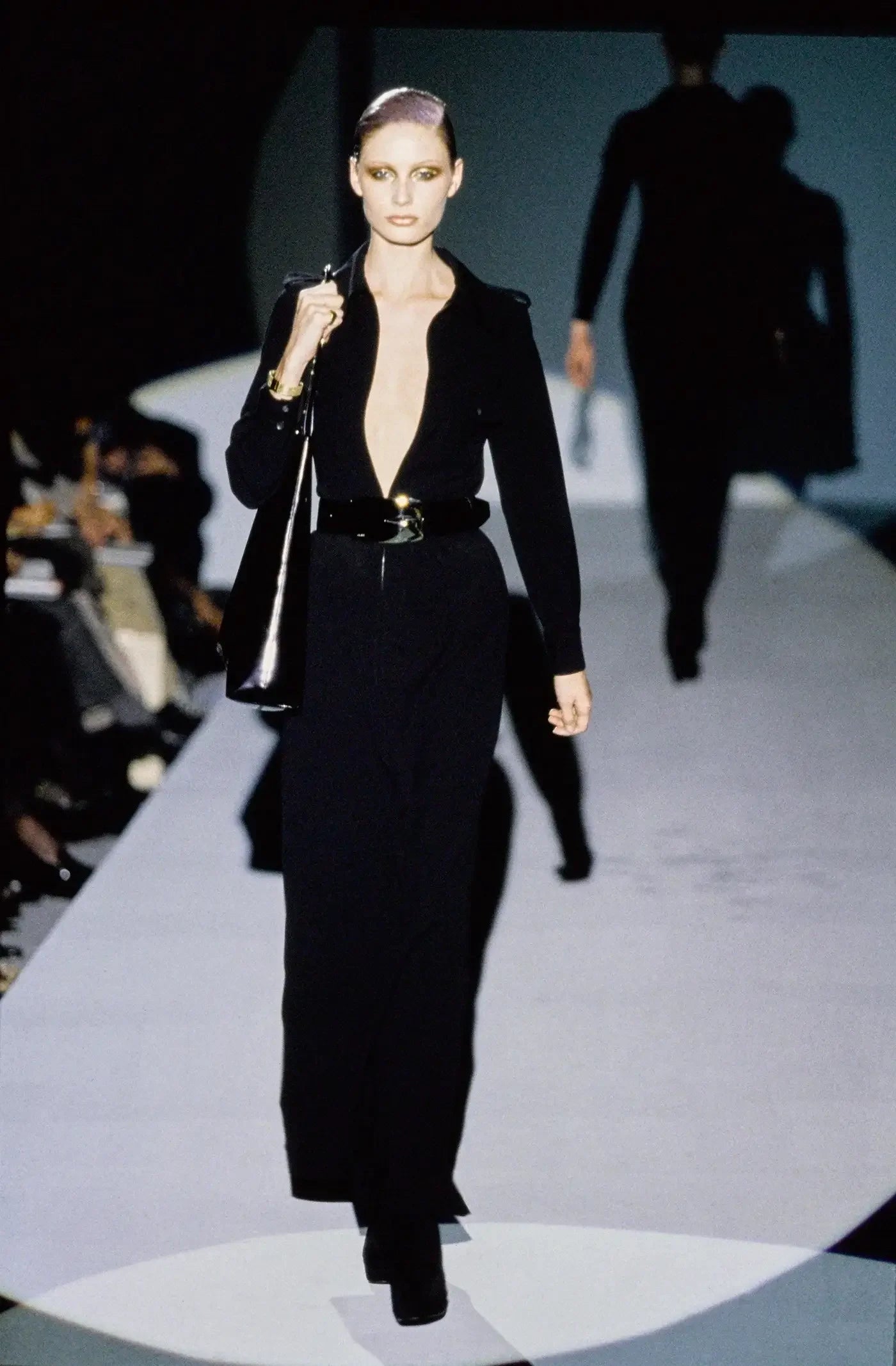 Gucci F/W 1996 Black Pony Hair Golden Logo Buckle Belt