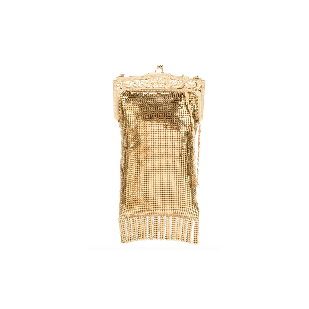 Whiting and Davis Gold Metal Minaudière Vintage Bag