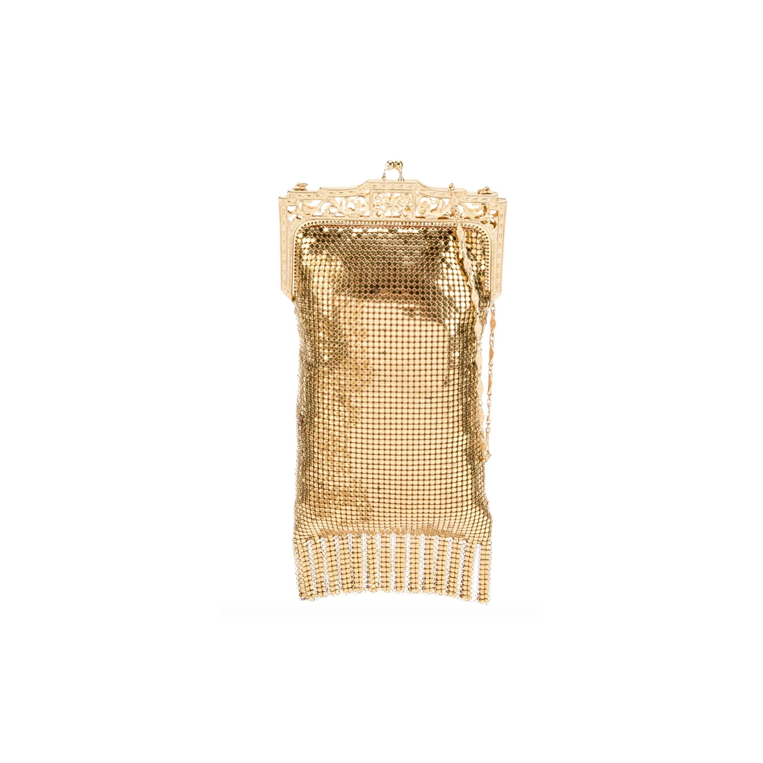 Whiting and Davis Gold Metal Minaudière Vintage Bag