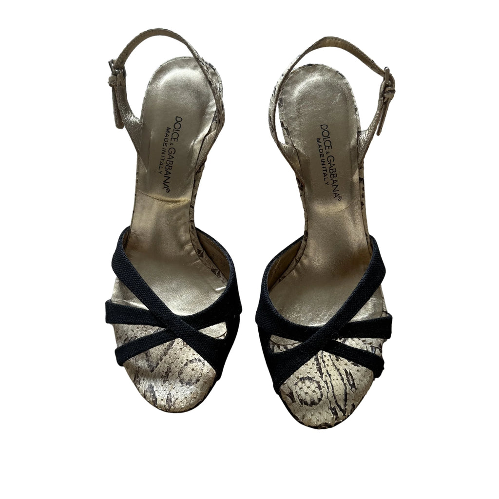 Dolce & Gabbana Leather Animal Print Slingback Sandals