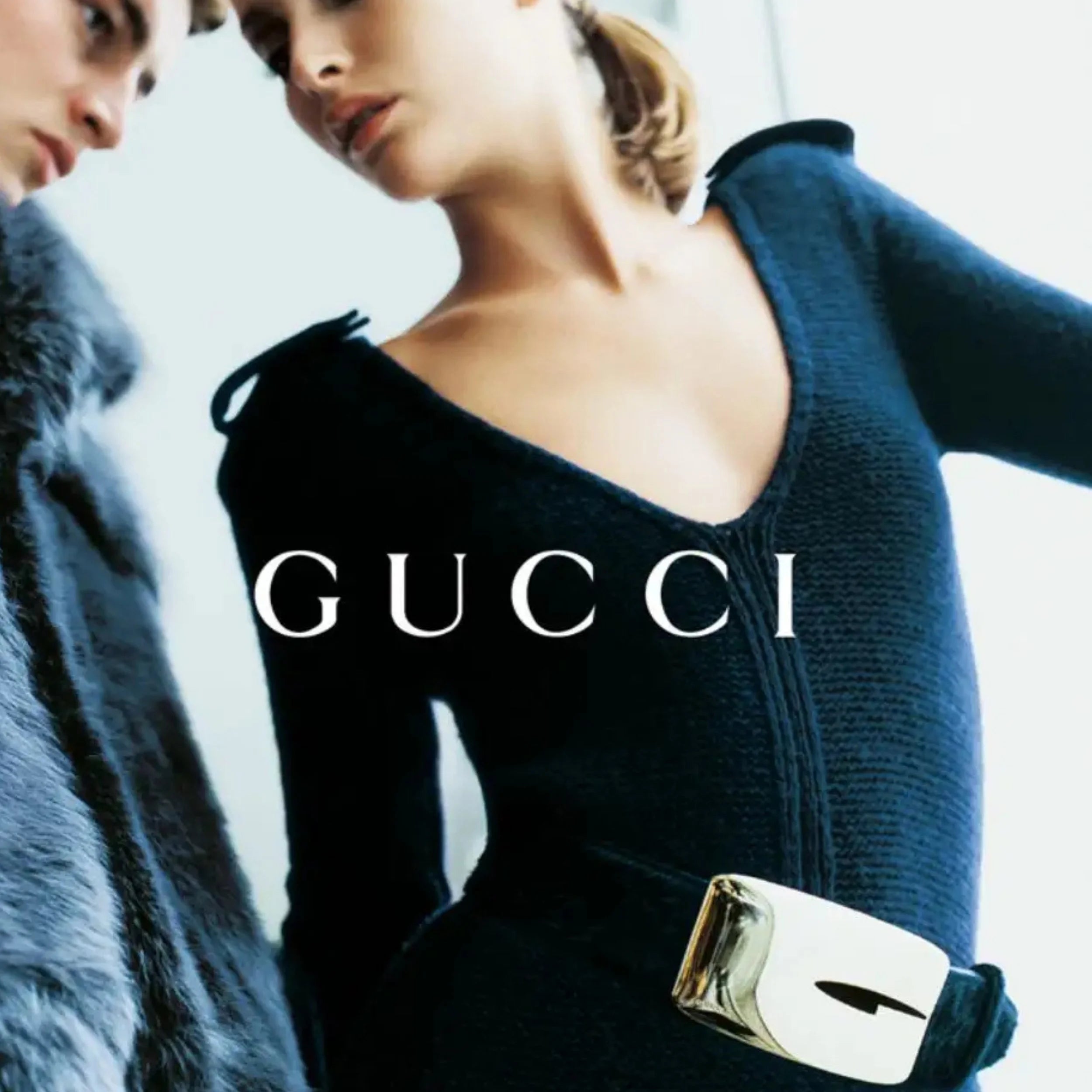 Gucci F/W 1996 Black Pony Hair Golden Logo Buckle Belt