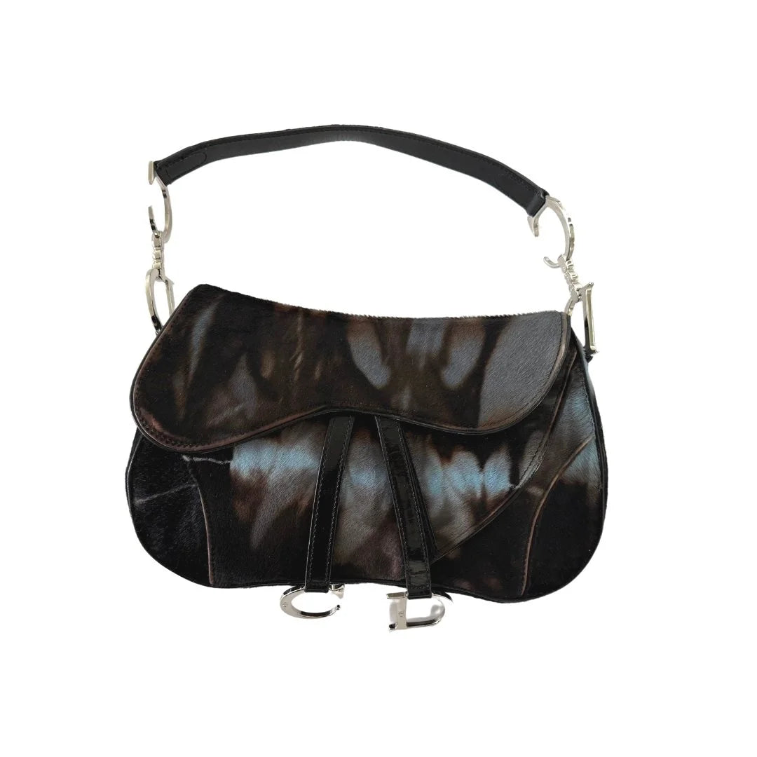 Dior Double Saddle Tie Dye Pony Hair Bag