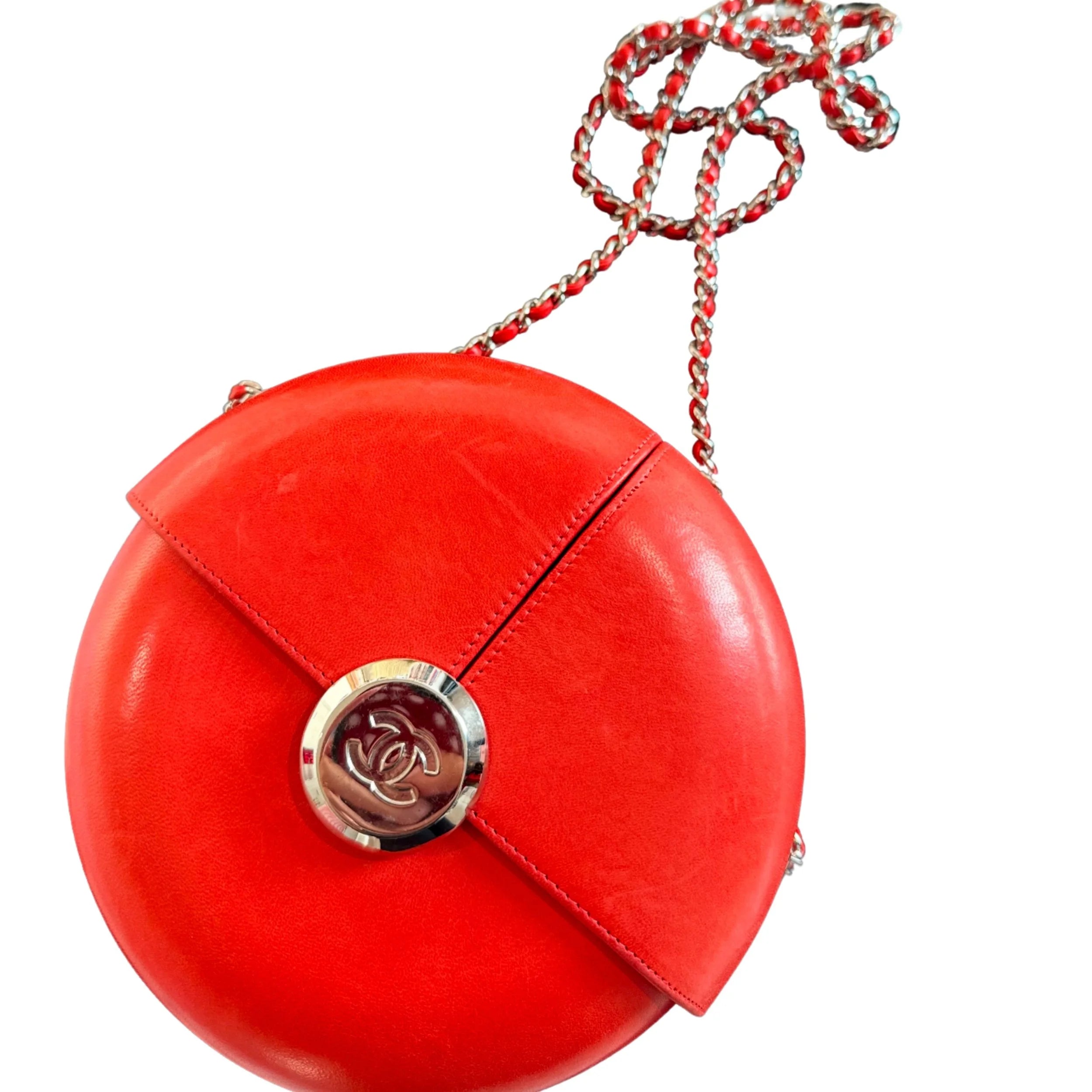 RARE Chanel Red Round Sample Bag