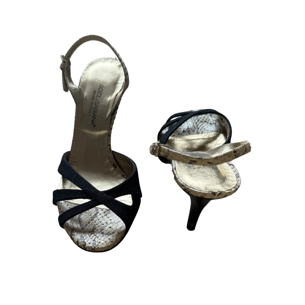 Dolce & Gabbana Leather Animal Print Slingback Sandals