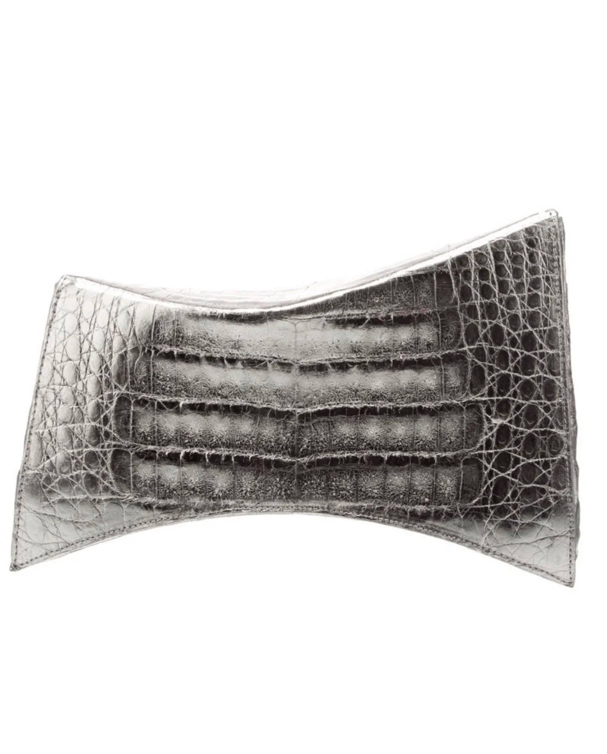 NANCY GONZALEZ SILVER CROC CLUTCH