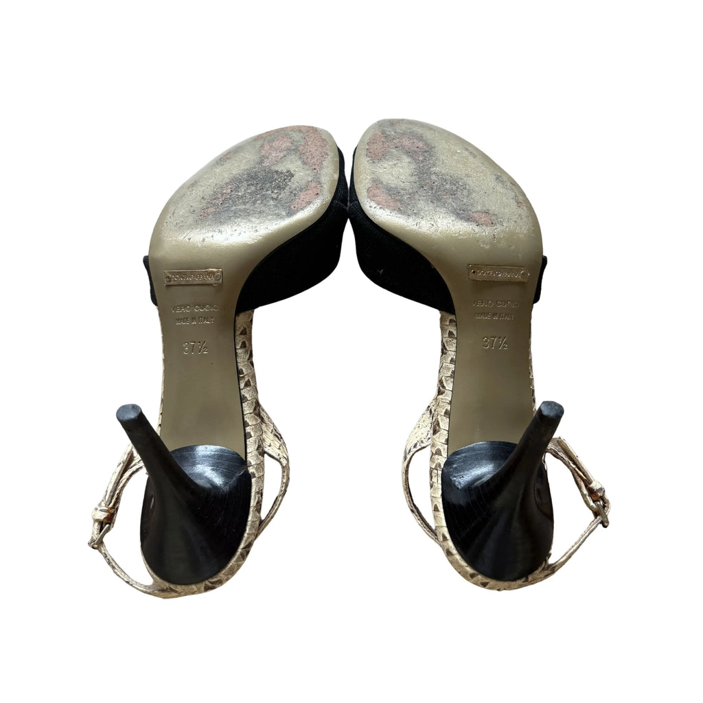 Dolce & Gabbana Leather Animal Print Slingback Sandals