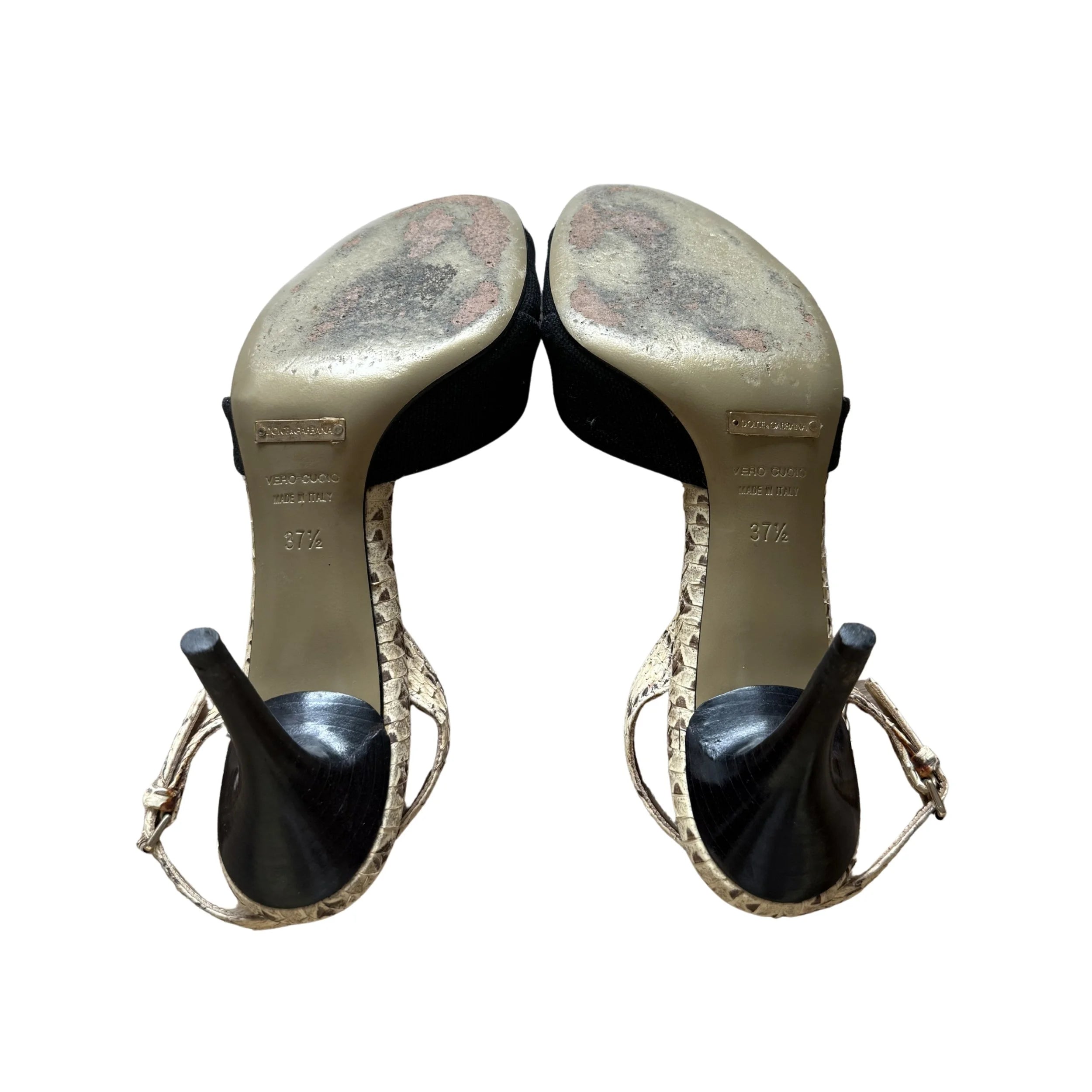 Dolce & Gabbana Leather Animal Print Slingback Sandals