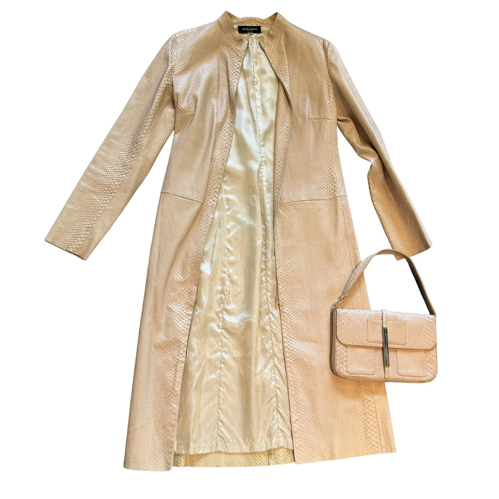 Mila Schon 1990's Pink Python Coat and Bag Set