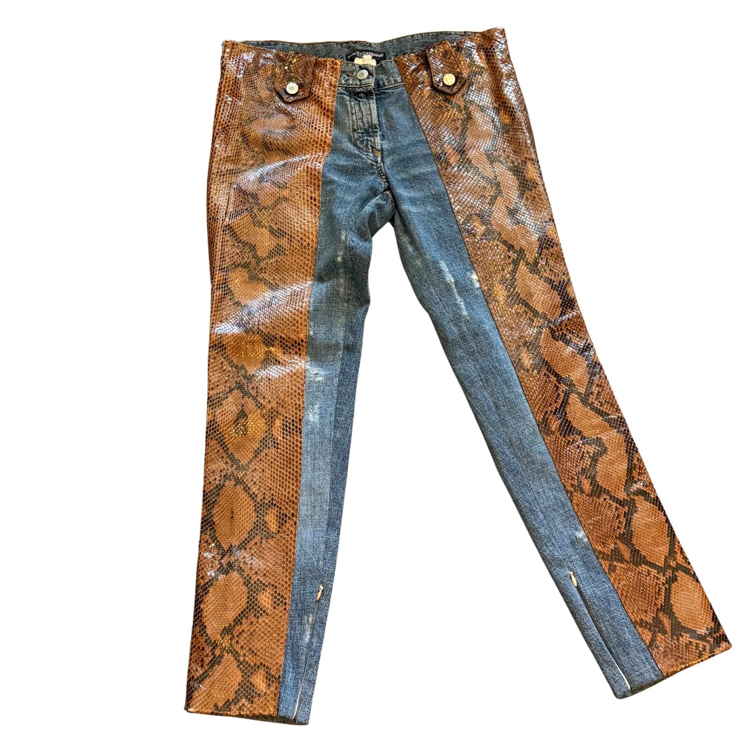 Dolce and Gabbana 2000's Python Crystal Jeans