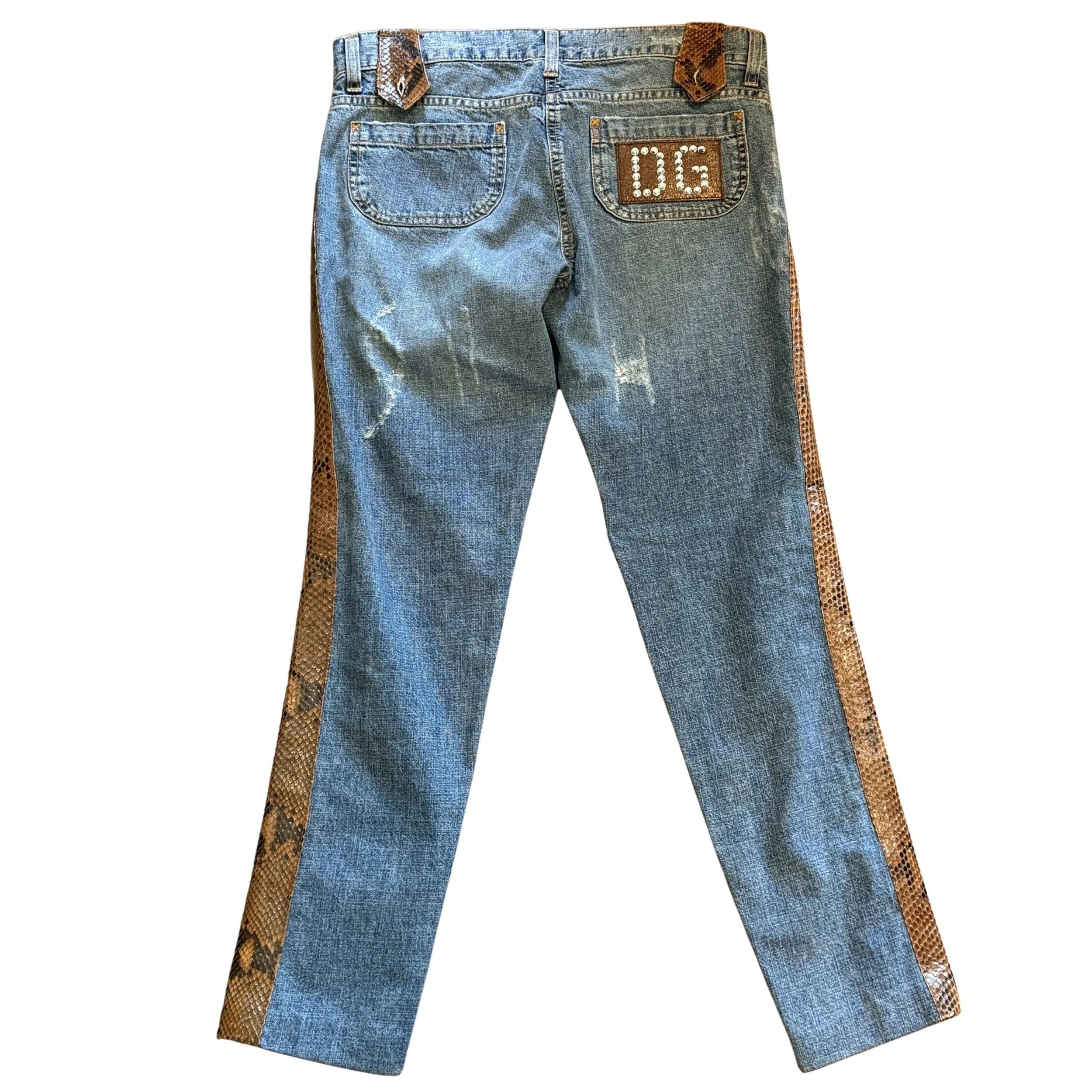 Dolce and Gabbana 2000's Python Crystal Jeans