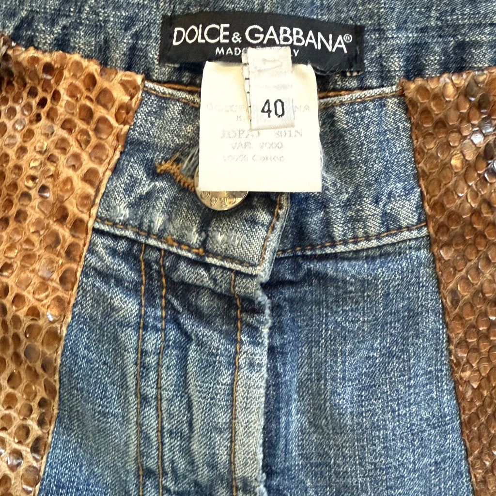 Dolce and Gabbana 2000's Python Crystal Jeans