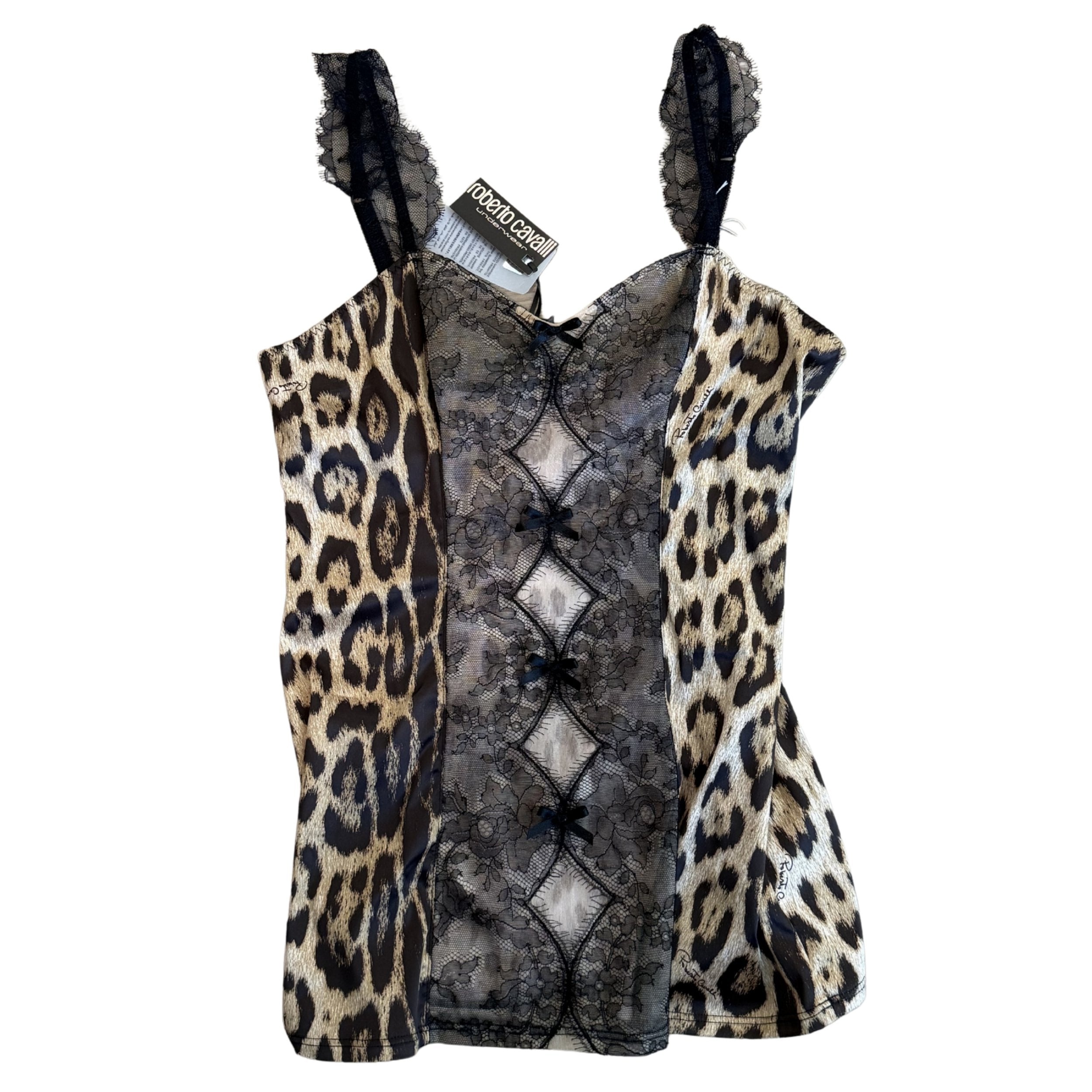 Roberto Cavalli 2000's Cheetah Lace Tank