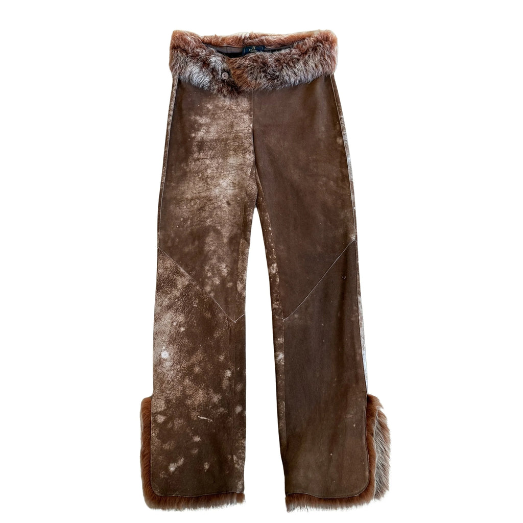 Fendi 90's Suede Fur Trim Pant