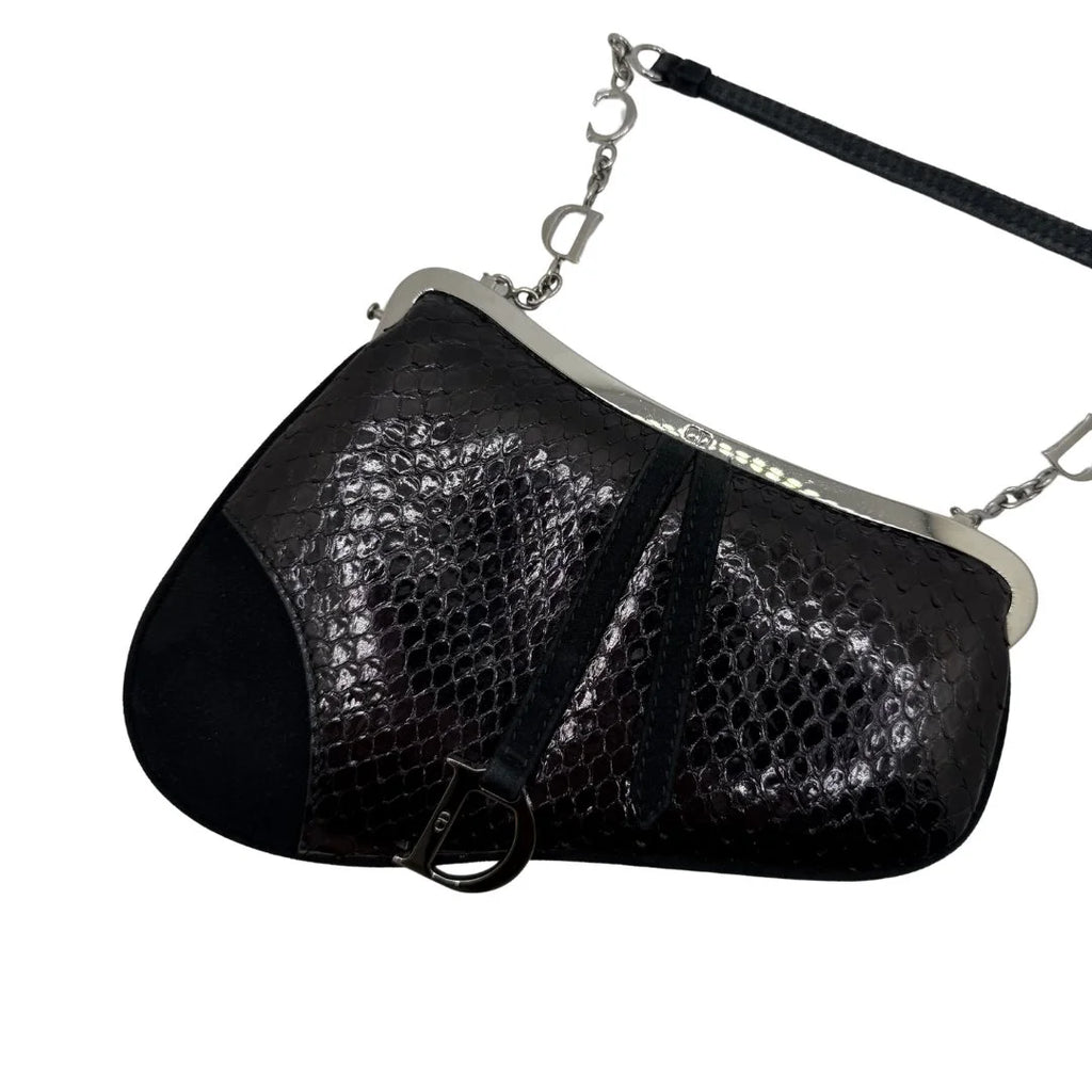 DIOR PYTHON MINI SADDLE CLUTCH