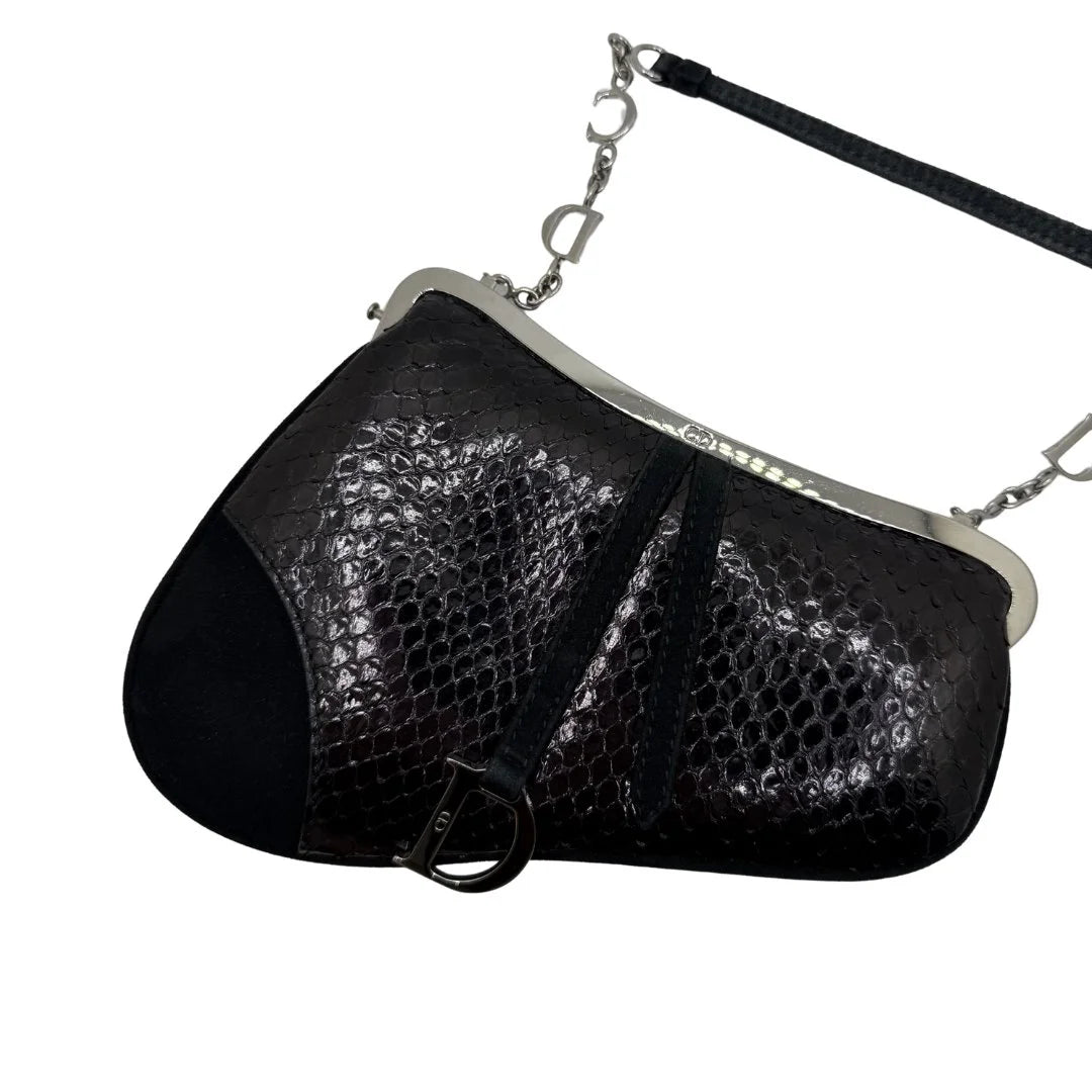 DIOR PYTHON MINI SADDLE CLUTCH