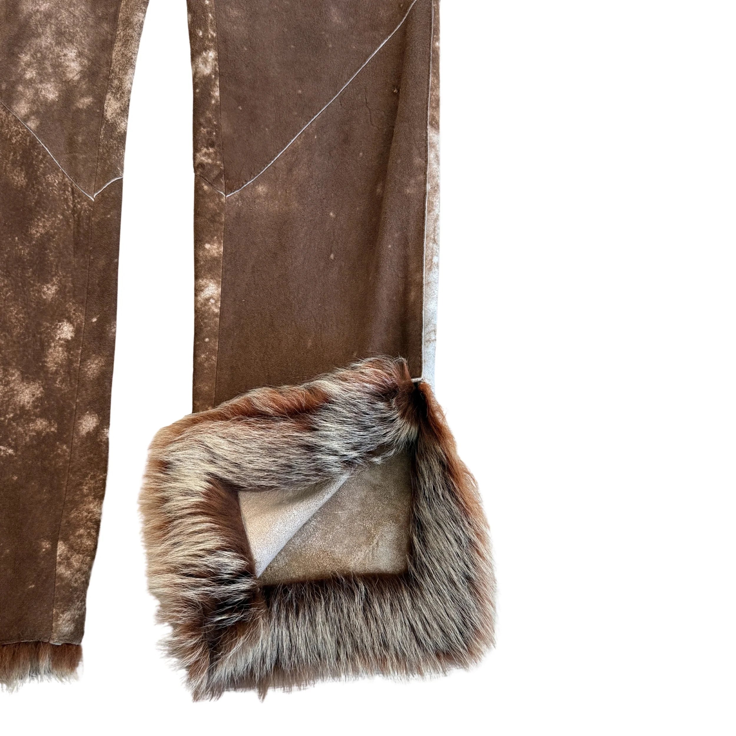 Fendi 90's Suede Fur Trim Pant