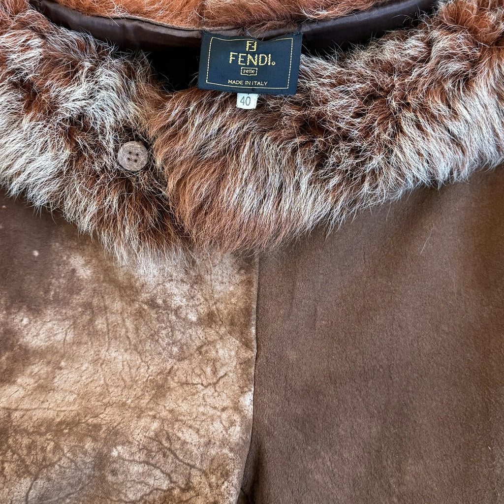Fendi 90's Suede Fur Trim Pant