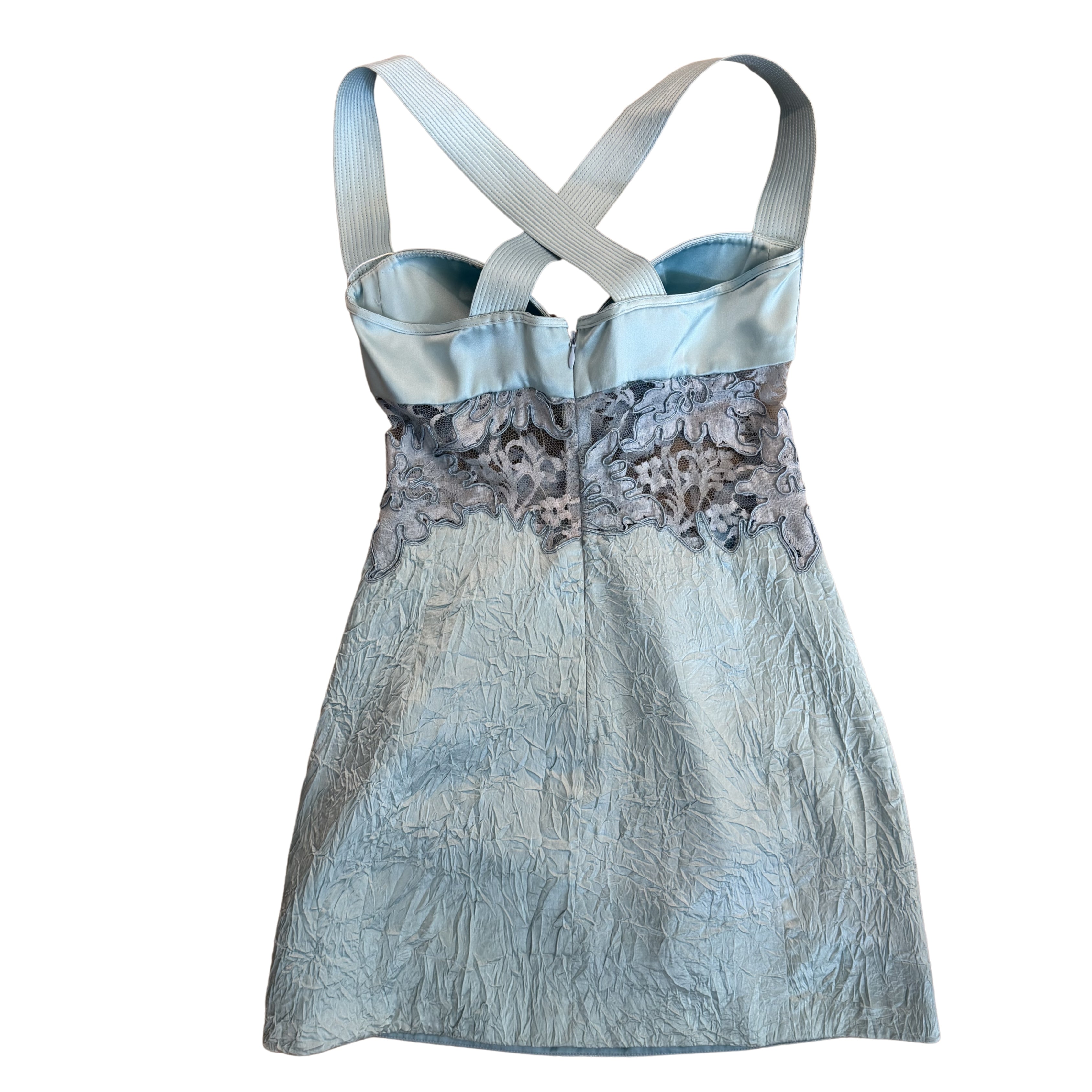 Versace c.SS1994 Blue Crinkled Satin Dress