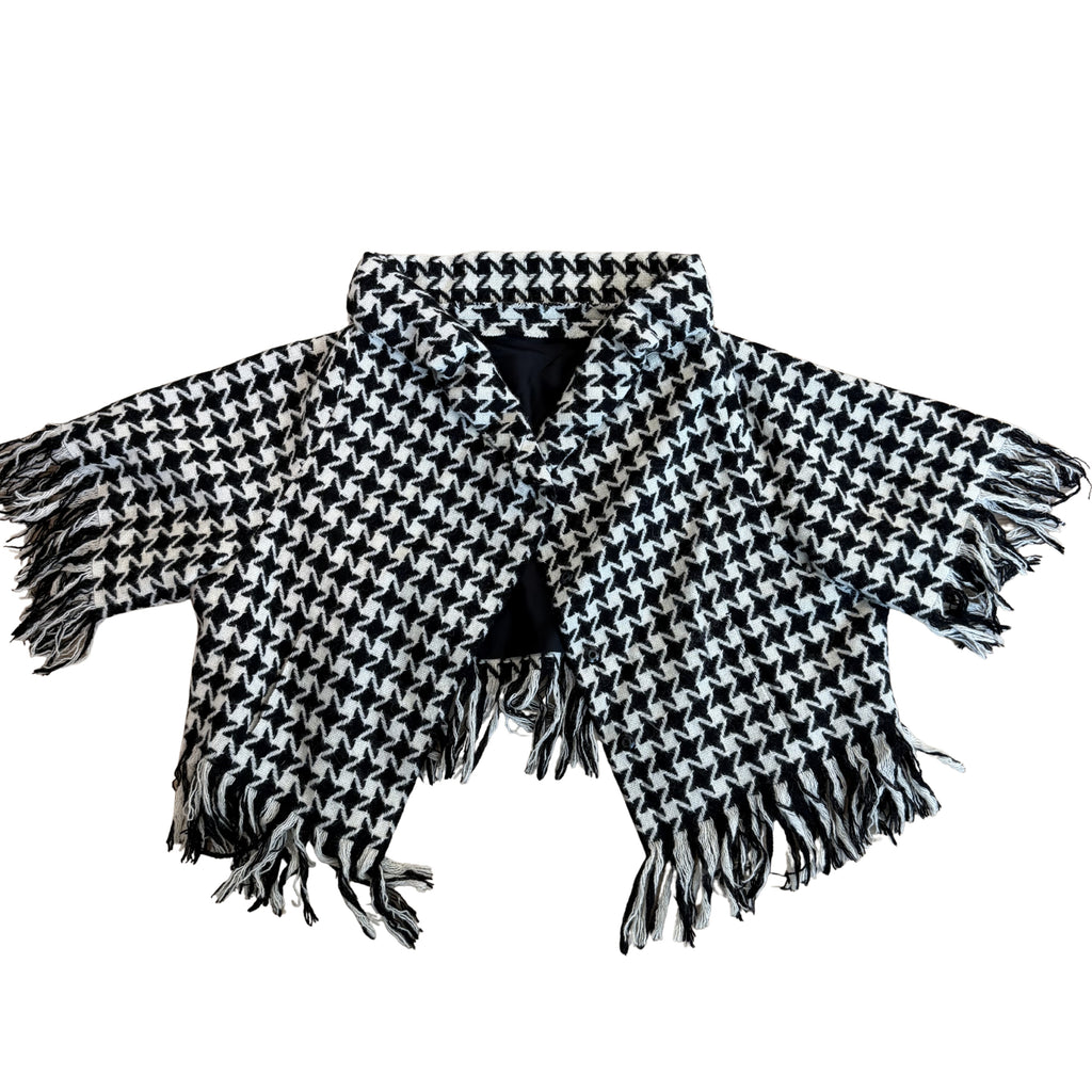 Yohji Yamamoto AW2003 Black Houndstooth Fringe Jacket