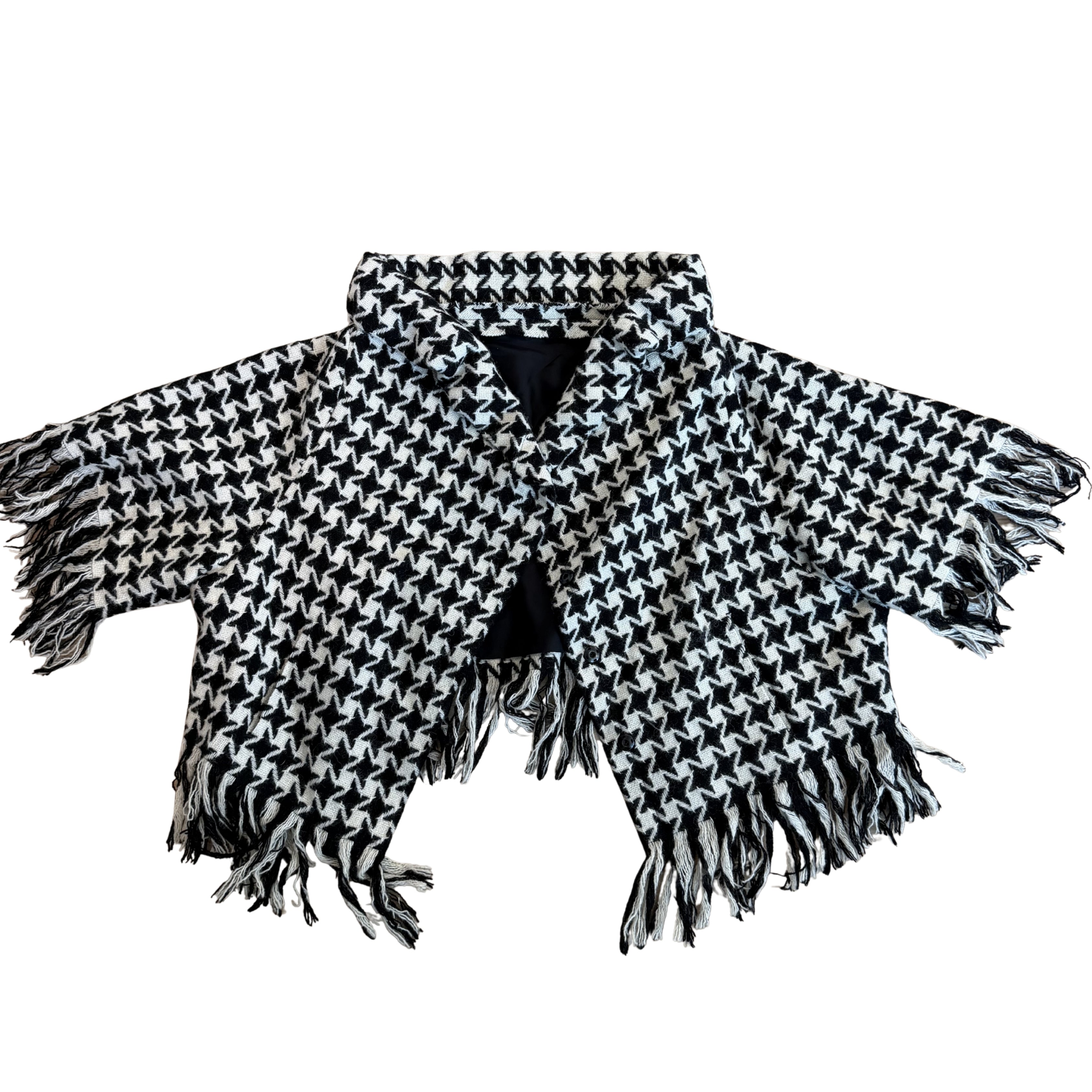 Yohji Yamamoto AW2003 Black Houndstooth Fringe Jacket