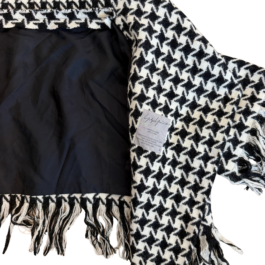 Yohji Yamamoto AW2003 Black Houndstooth Fringe Jacket