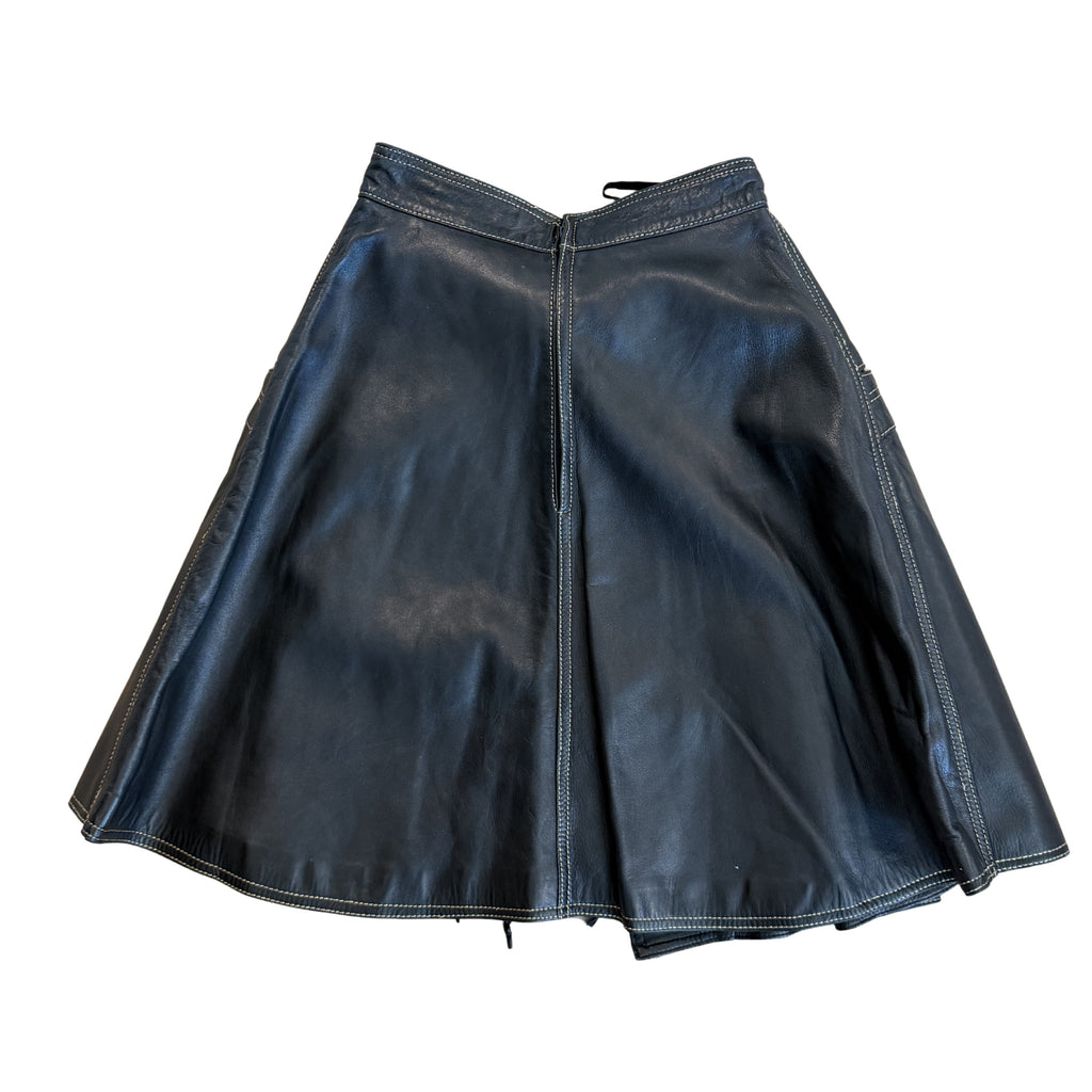 Gianni Versace AW1992 Black Leather Fringe Skirt