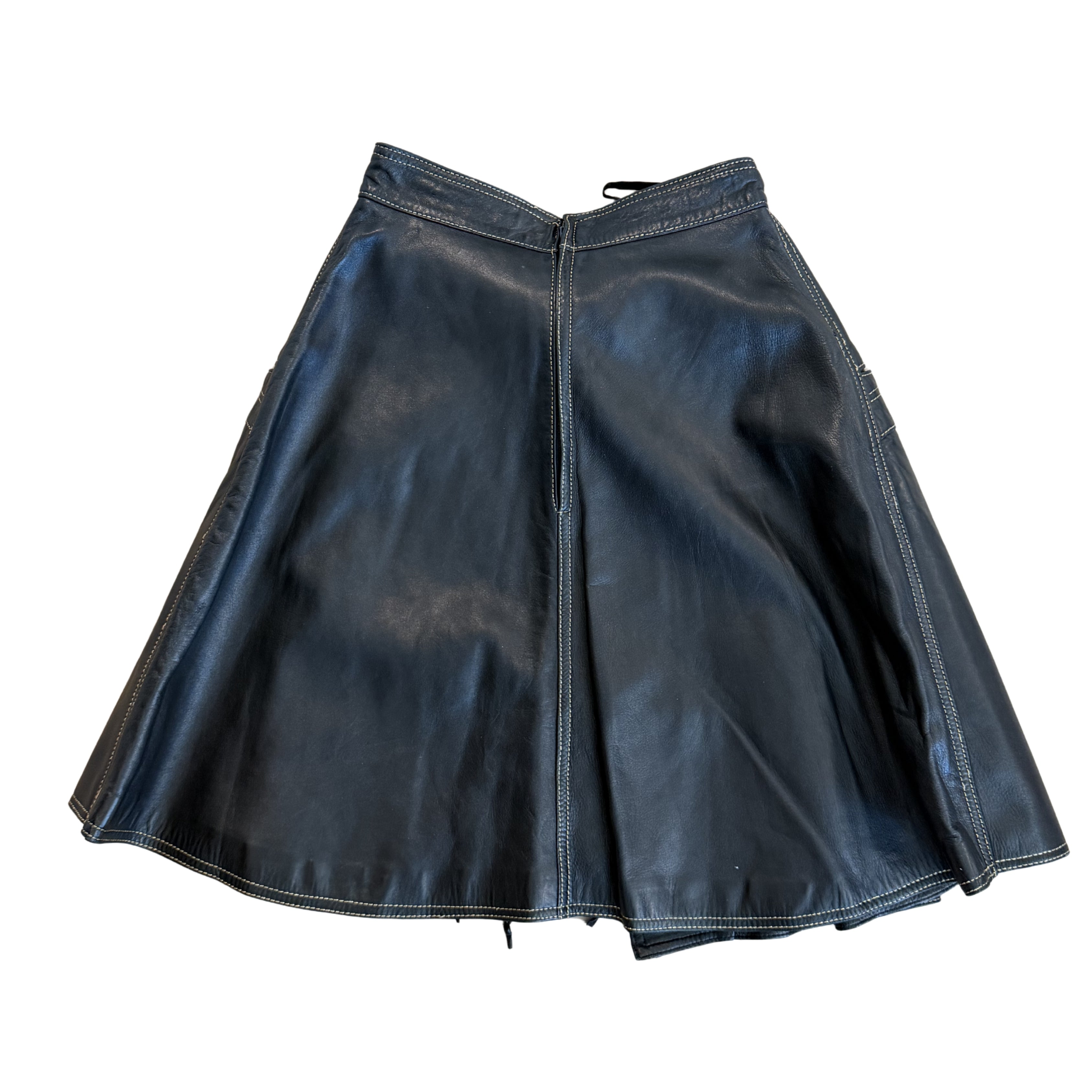 Gianni Versace AW1992 Black Leather Fringe Skirt