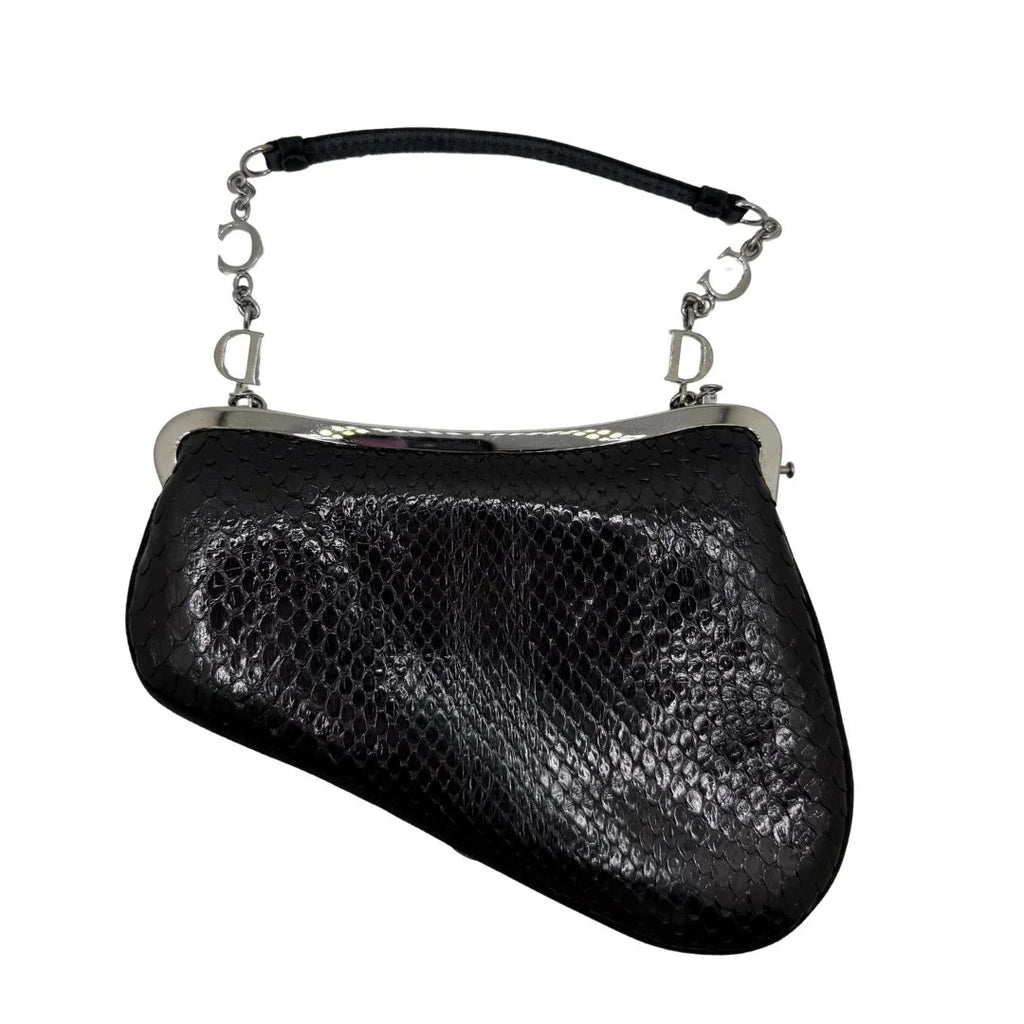 DIOR PYTHON MINI SADDLE CLUTCH