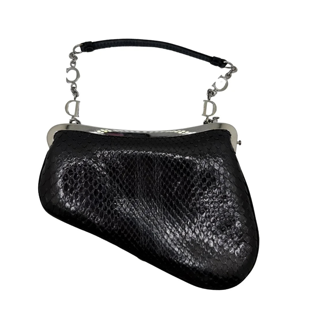 DIOR PYTHON MINI SADDLE CLUTCH