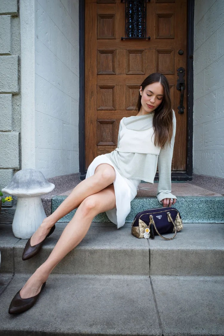 Claudia Sulewski, in our Prada East West Nylon Bag for InStyle magazine
