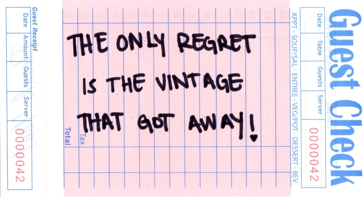 Pink check receipt with handwritten text and 'Guest Check' label.