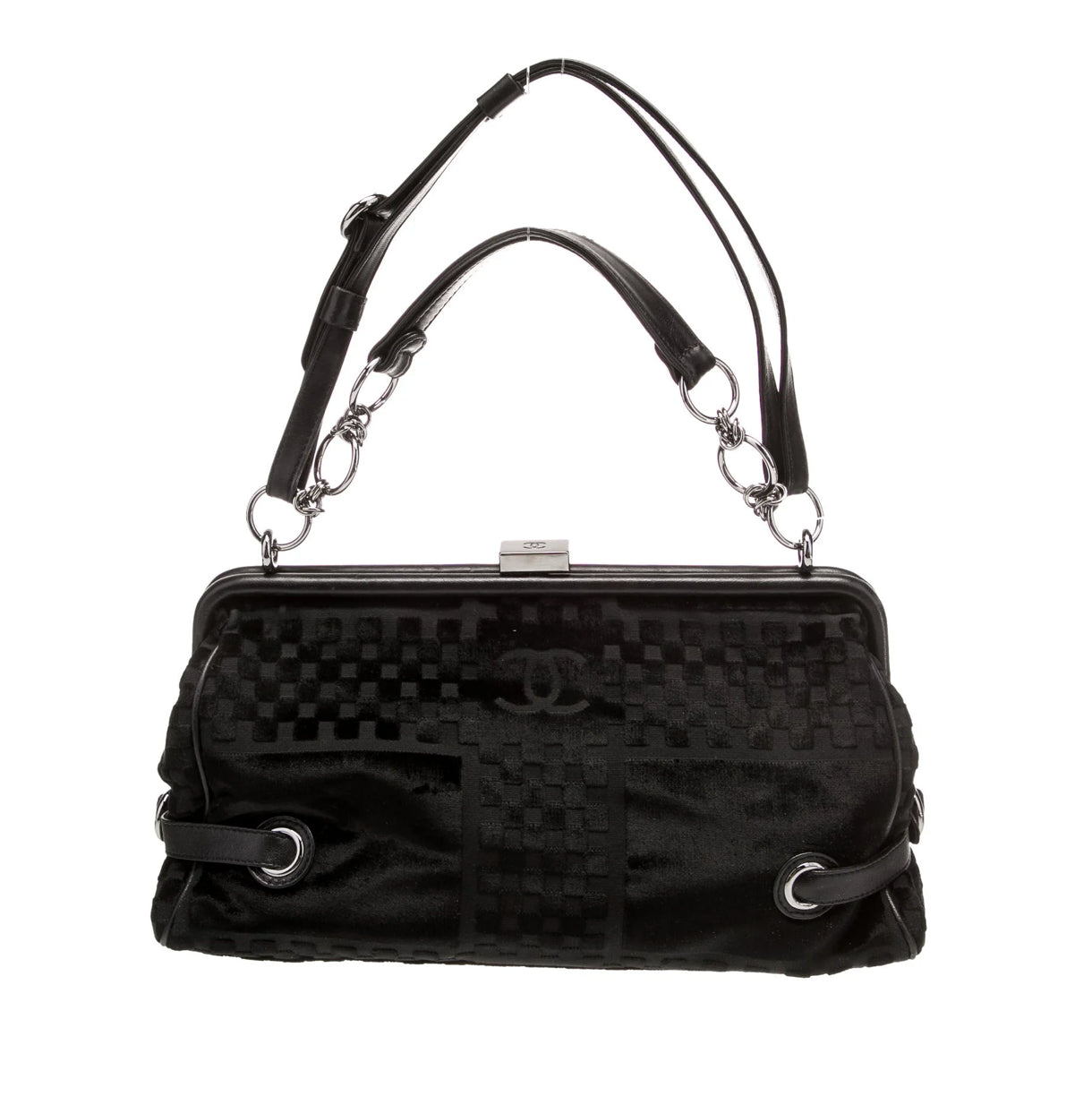 Chanel Velvet CC Checker Frame Bag