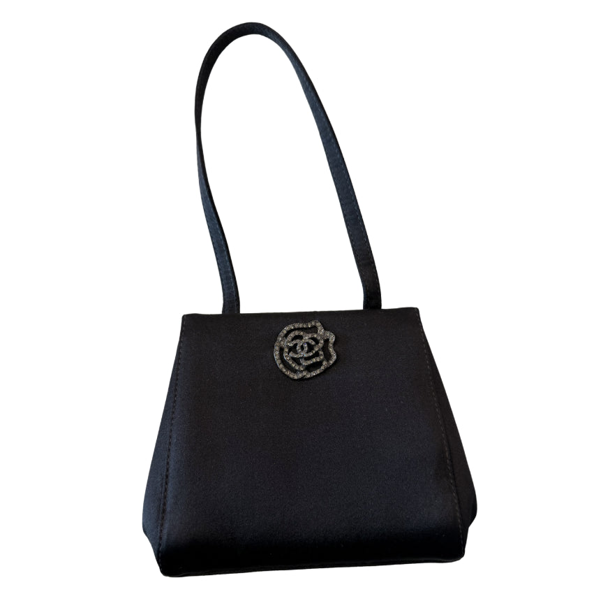 Chanel Satin Camellia Evening Bag