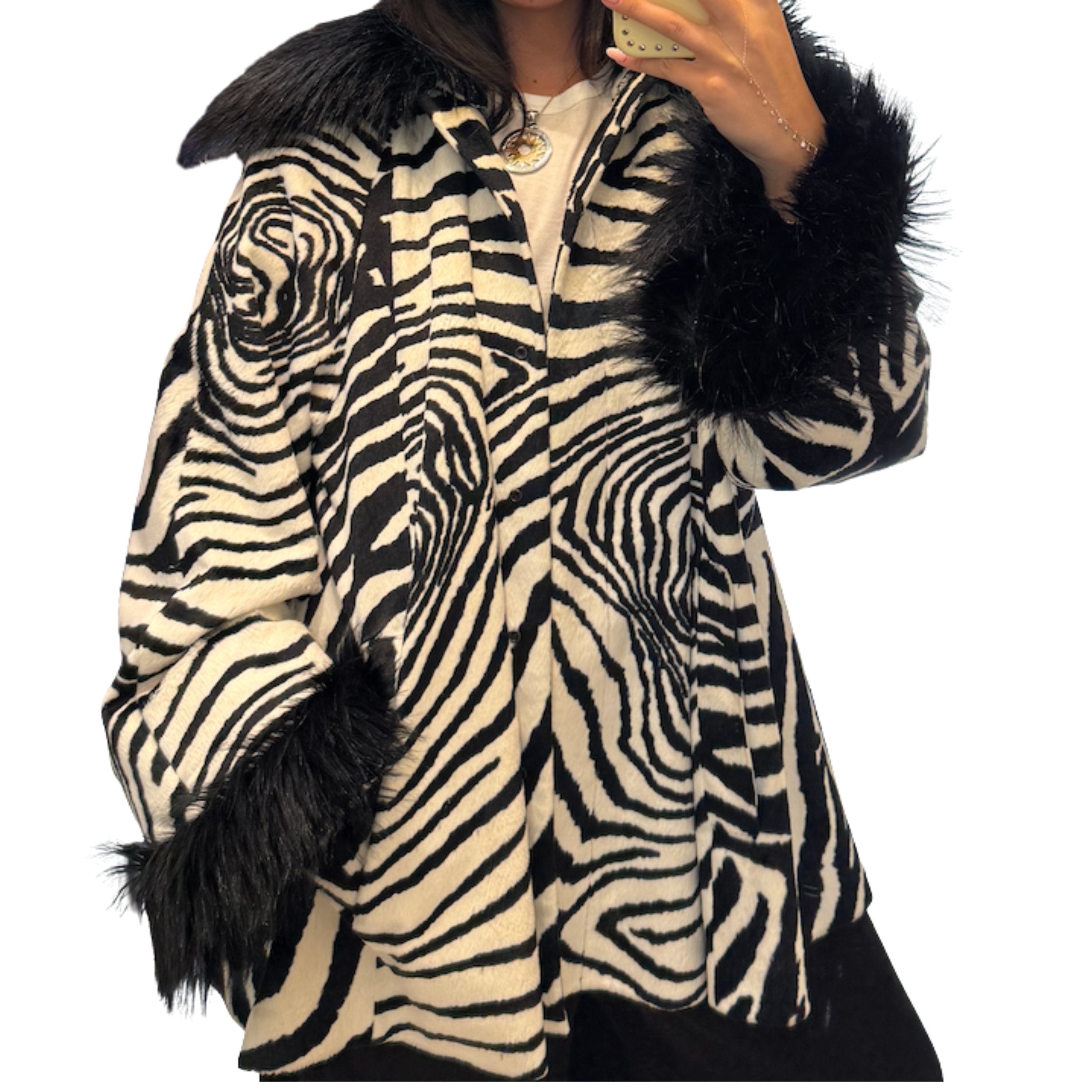 80's Mugler Fur Zebra Coat