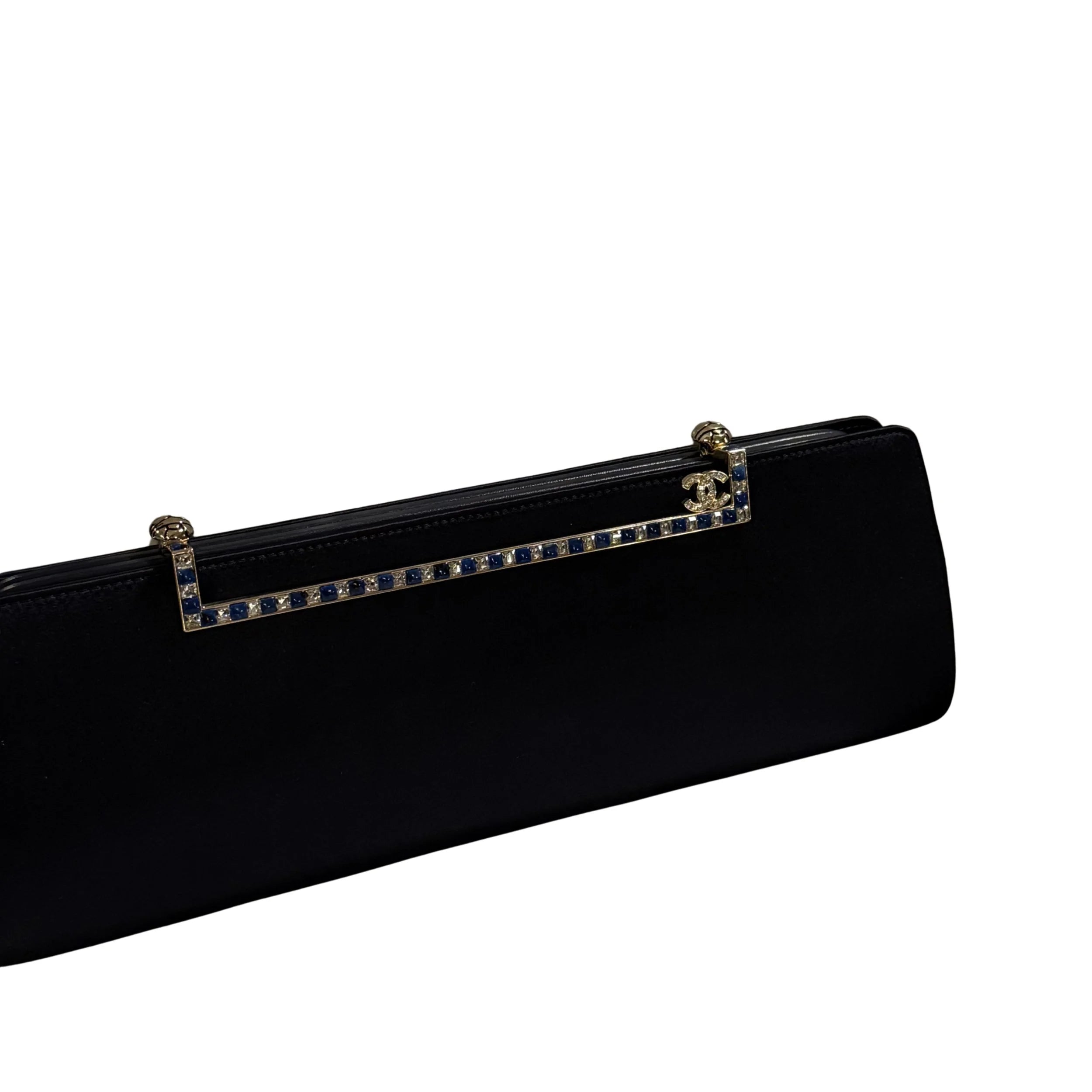 RARE Chanel Navy Satin Sample Clutch